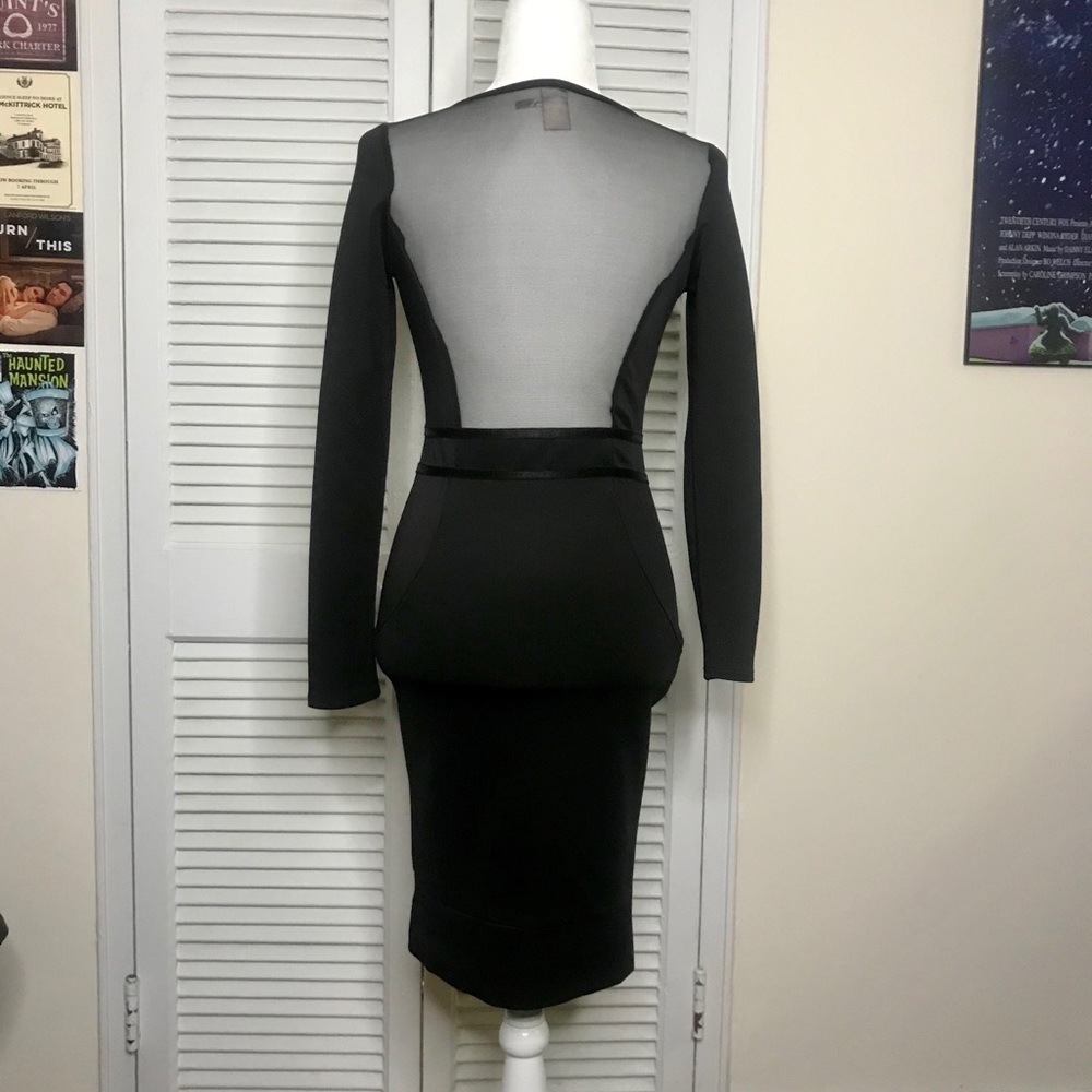 Black Long Sleeve Knee-Length Bodycon Dress - M - Picture 6 of 6